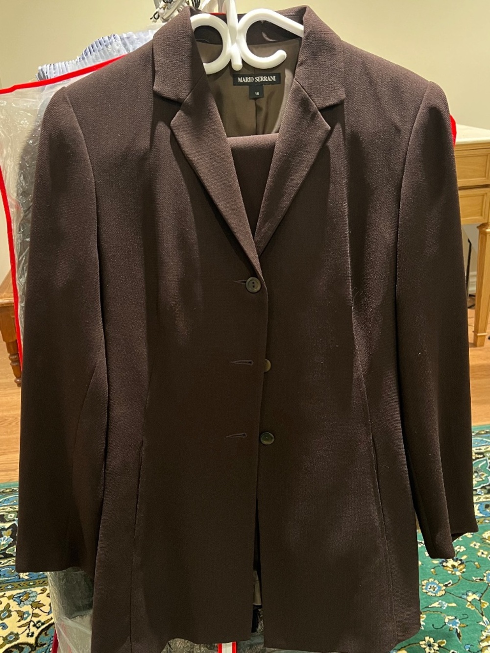 Brown blazer and pants suit